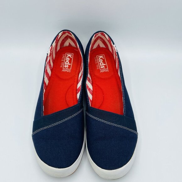 Keds Womens Shoes Size 9.5 Navy Blue Flat Slip On Comfort Walking Ortholite - Picture 5 of 11